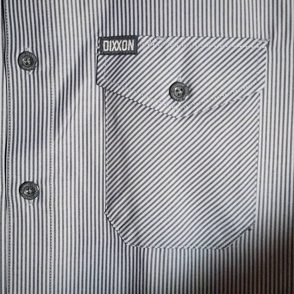 Dixxon Workforce Shirt Mens XL Blue Striped Short Sleeve Button Up Workwear - Picture 2 of 10
